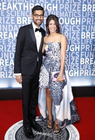 Kavya Pichai's parents, Sundar Pichai and Anjali Pichai.